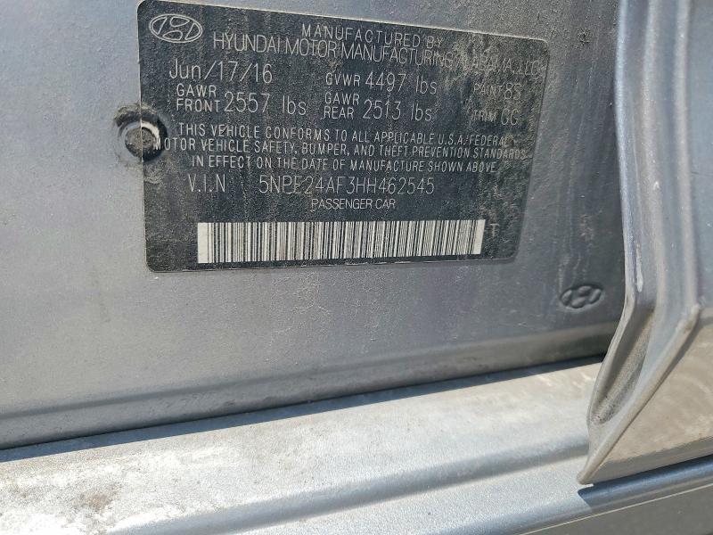 61372346 :رقم المزاد ، 5NPE24AF3HH462545 vin ، 2017 Hyundai Sonata مزاد بيع