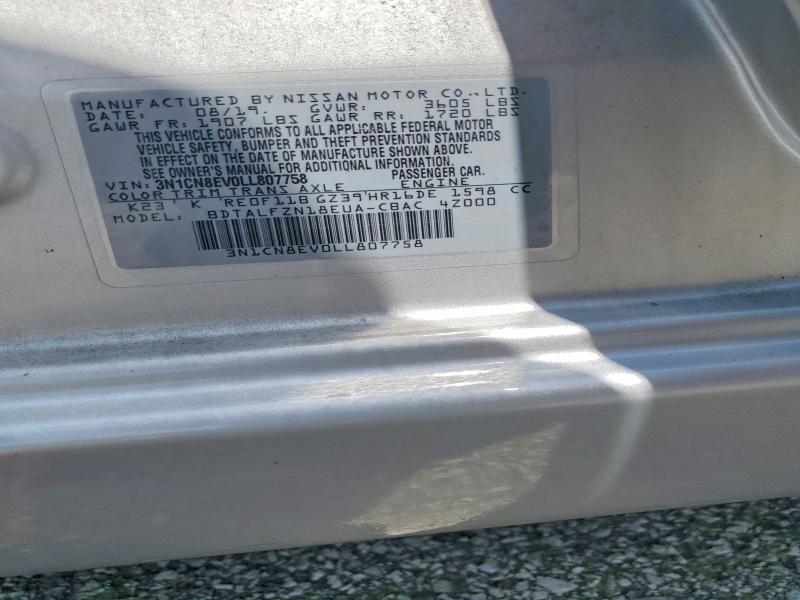 Aukcja sprzedaży 2020 Nissan Versa, vin: 3N1CN8EV0LL807758, numer aukcji: 59975196