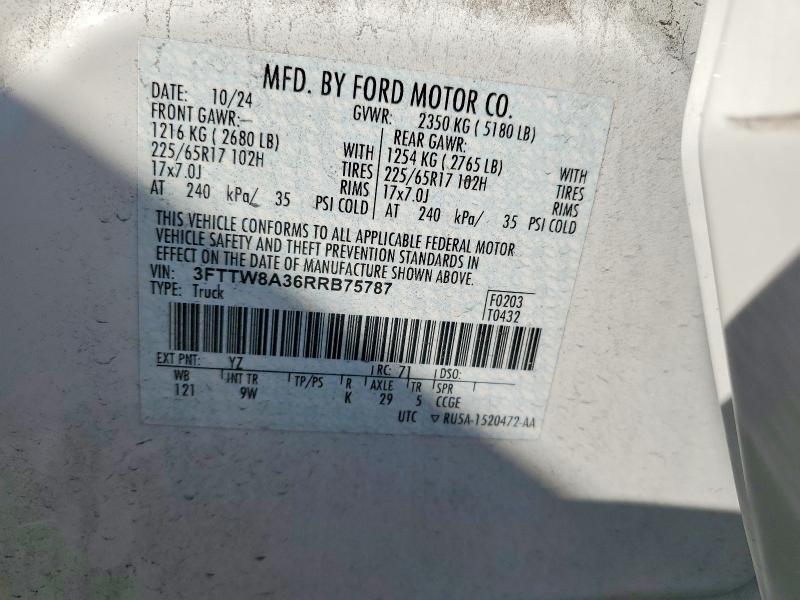 2024 Ford Maverick მანქანა იყიდება აუქციონზე, vin: 3FTTW8A36RRB75787, აუქციონის ნომერი: 60933846