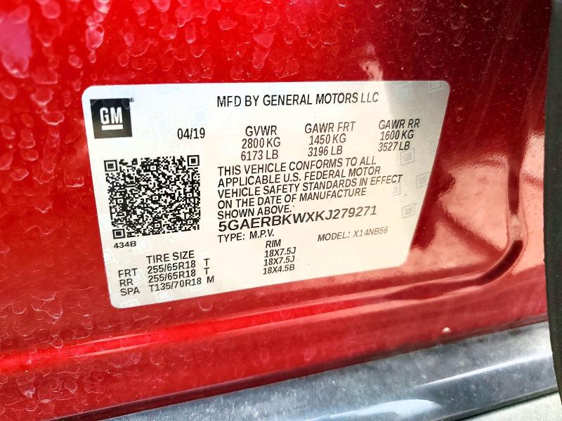 Aukcja sprzedaży 2019 Buick Enclave, vin: 5GAERBKWXKJ279271, numer aukcji: 60819846