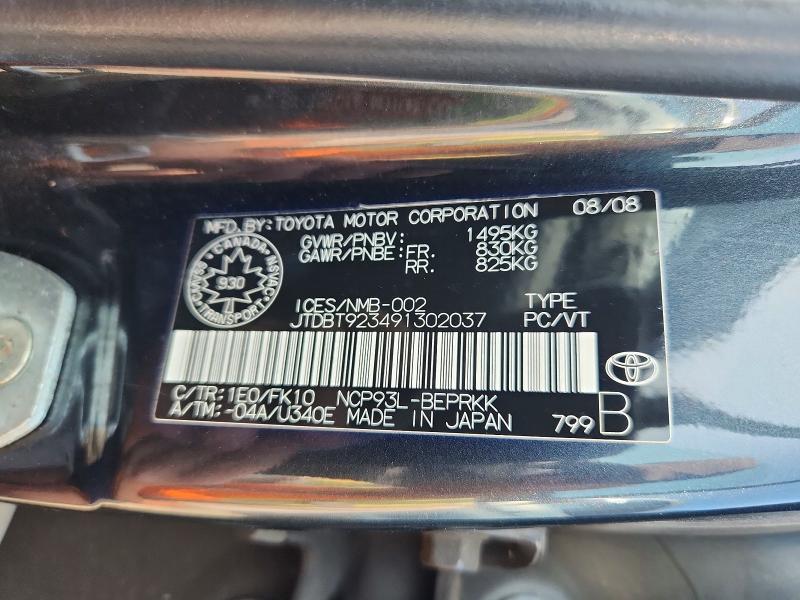 Aukcja sprzedaży 2009 Toyota Yaris, vin: JTDBT923491302037, numer aukcji: 61770956