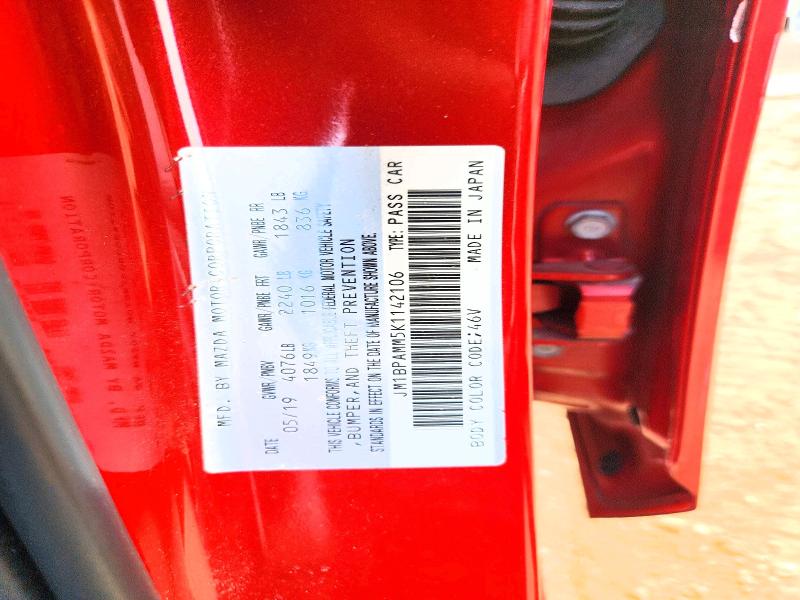 Aukcja sprzedaży 2019 Mazda 3, vin: JM1BPAMM5K1142106, numer aukcji: 59625106