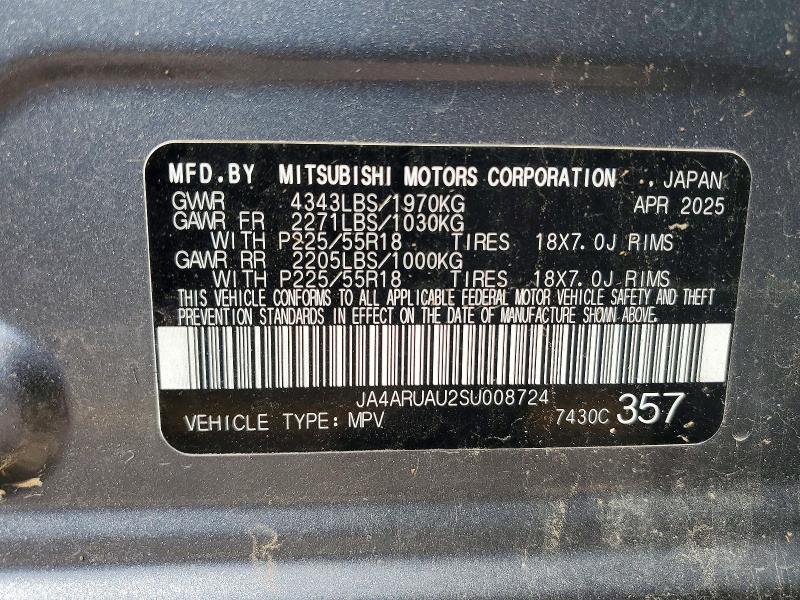 2025 Mitsubishi Outlander Sport მანქანა იყიდება აუქციონზე, vin: JA4ARUAU2SU008724, აუქციონის ნომერი: 59236416