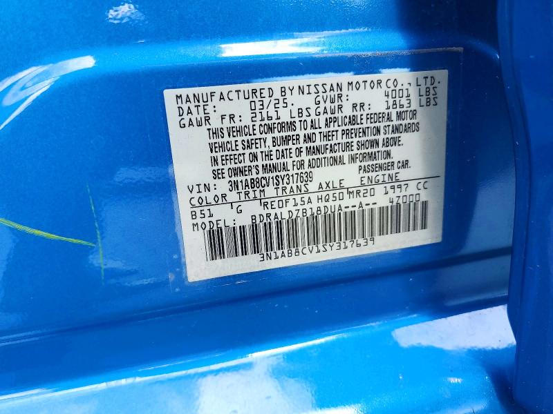 60635446 :رقم المزاد ، 3N1AB8CV1SY317639 vin ، 2025 Nissan Sentra مزاد بيع
