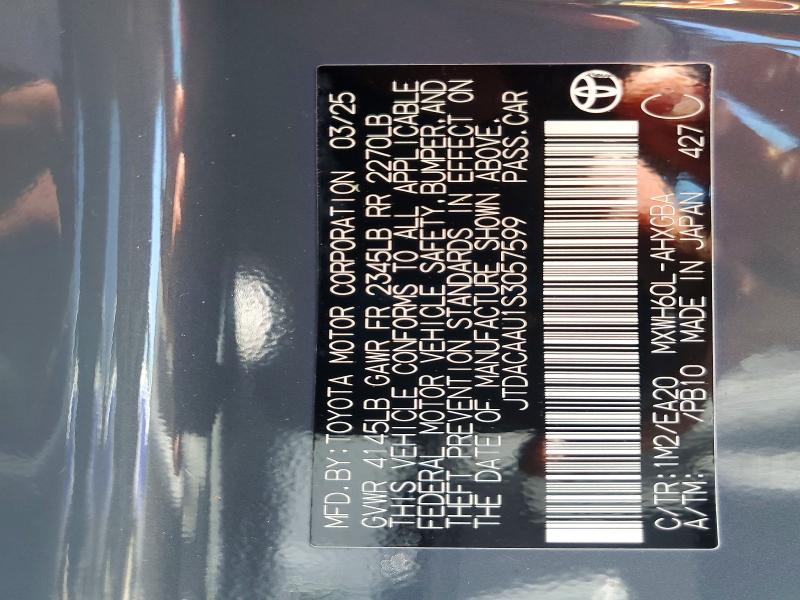 2025 Toyota Prius მანქანა იყიდება აუქციონზე, vin: JTDACAAU1S3057599, აუქციონის ნომერი: 61150406