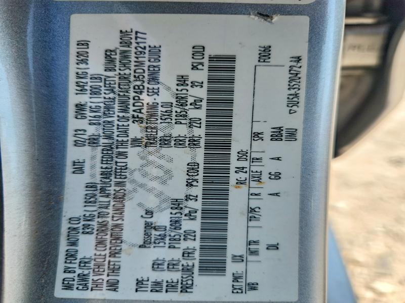2013 Ford Fiesta მანქანა იყიდება აუქციონზე, vin: 3FADP4BJ5DM192177, აუქციონის ნომერი: 62339216