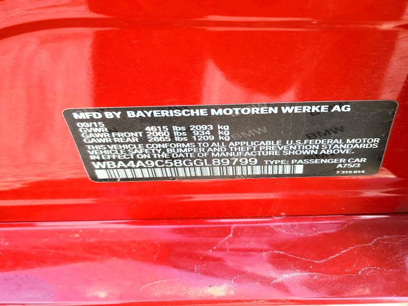 Aukcja sprzedaży 2016 Bmw 428, vin: WBA4A9C58GGL89799, numer aukcji: 59384896