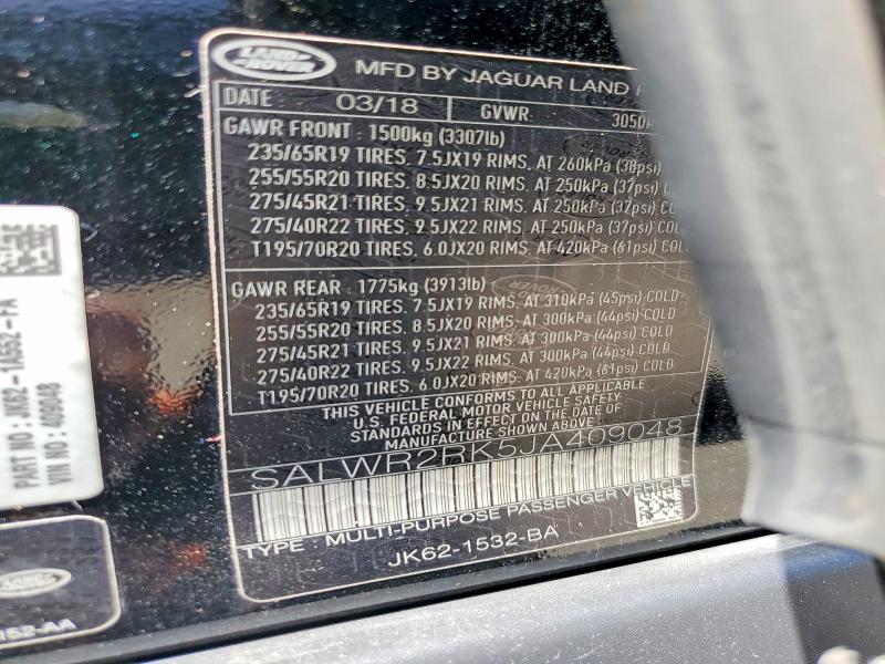 Продажа на аукционе авто 2018 Land Rover Range Rover Sport, vin: SALWR2RK5JA409048, номер лота: 59240746