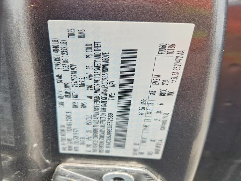 2014 Ford Escape მანქანა იყიდება აუქციონზე, vin: 1FMCU9J99EUE52589, აუქციონის ნომერი: 59626986