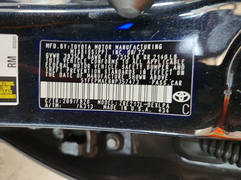 Aukcja sprzedaży 2022 Toyota Corolla, vin: 5YFEPMAE6NP357473, numer aukcji: 62667506