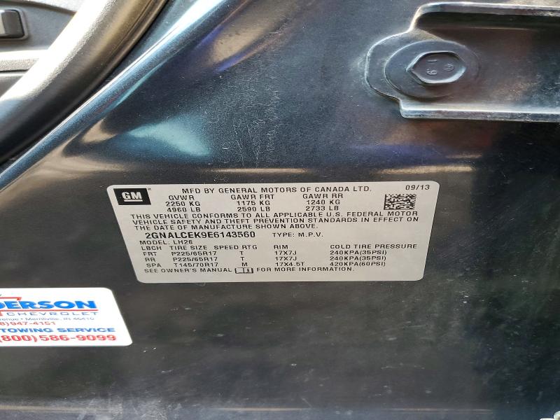 Продаж на аукціоні авто 2014 Chevrolet Equinox, vin: 2GNALCEK9E6143560, номер лоту: 62130206