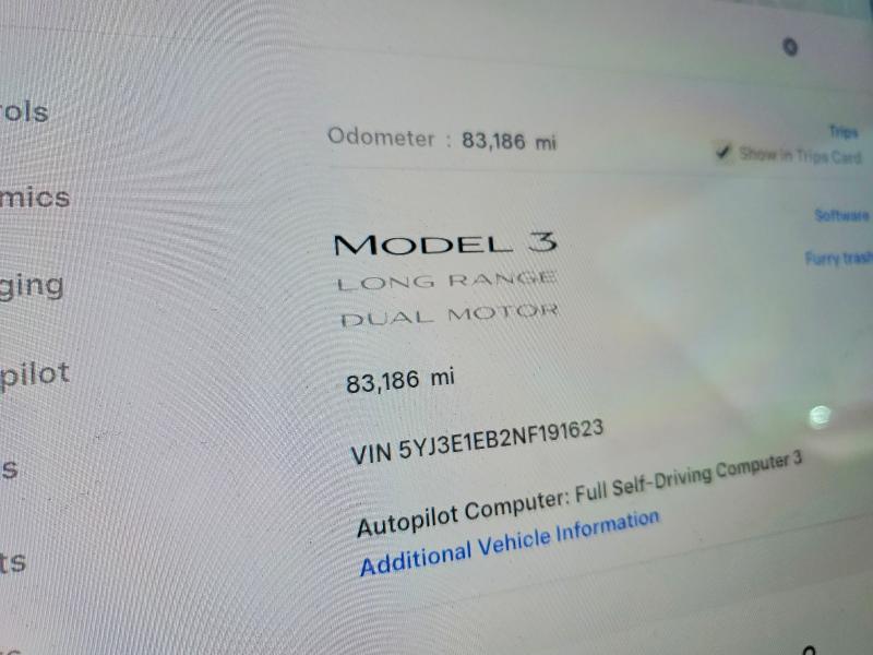 Aukcja sprzedaży 2022 Tesla Model 3, vin: 5YJ3E1EB2NF191623, numer aukcji: 60126236