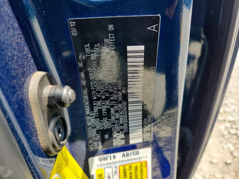 2012 Toyota Sienna მანქანა იყიდება აუქციონზე, vin: 5TDYK3DC6CS240187, აუქციონის ნომერი: 62237536