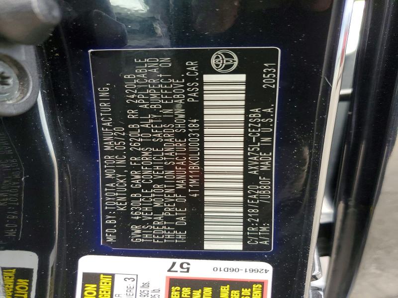 Продаж на аукціоні авто 2020 Toyota Camry, vin: 4T1M11BK0LU003184, номер лоту: 61942676