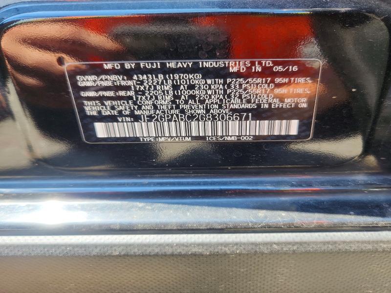 59741456 :رقم المزاد ، JF2GPABC2G8306671 vin ، 2016 Subaru Crosstrek مزاد بيع