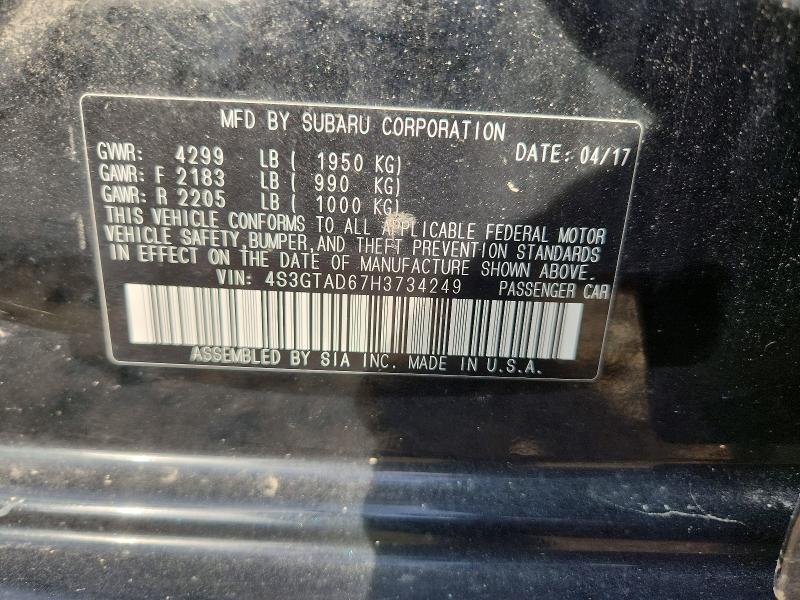 Aukcja sprzedaży 2017 Subaru Impreza, vin: 4S3GTAD67H3734249, numer aukcji: 61248186