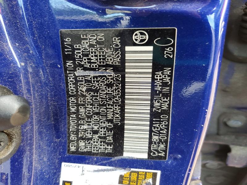 Aukcja sprzedaży 2017 Toyota Prius, vin: JTDKARFU2H3532123, numer aukcji: 59590386
