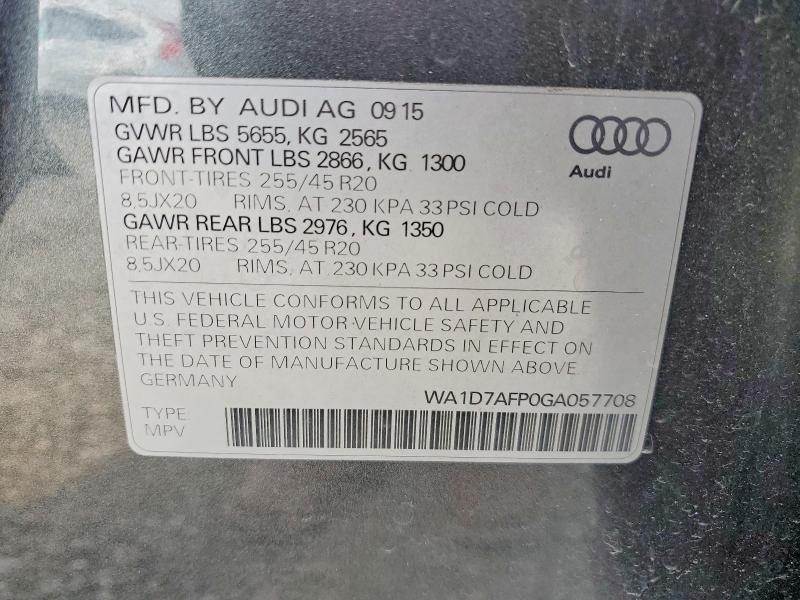 Aukcja sprzedaży 2016 Audi Q5, vin: WA1D7AFP0GA057708, numer aukcji: 61577716