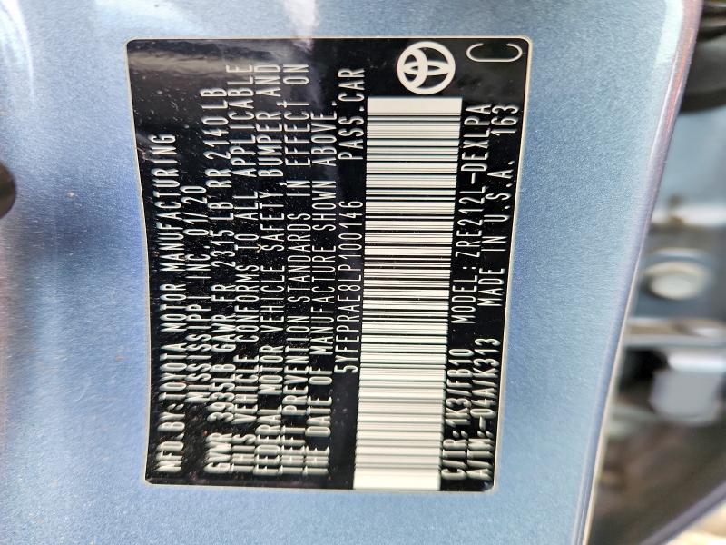Aukcja sprzedaży 2020 Toyota Corolla, vin: 5YFEPRAE8LP100146, numer aukcji: 60921316