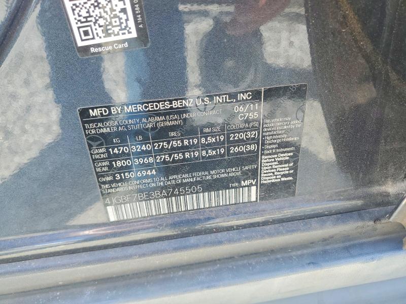 Aukcja sprzedaży 2011 Mercedes-benz Gl, vin: 4JGBF7BE3BA745505, numer aukcji: 60385886