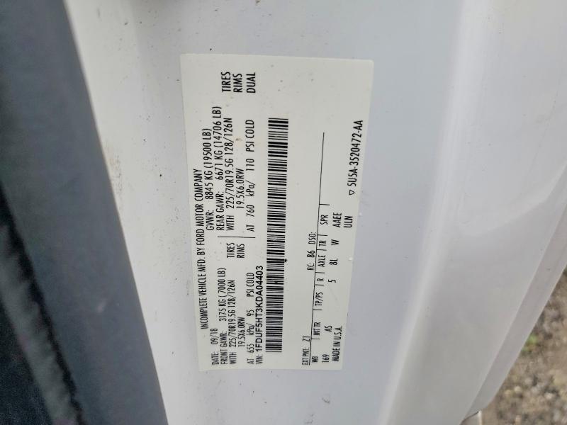 2019 Ford F550 მანქანა იყიდება აუქციონზე, vin: 1FDUF5HT3KDA04403, აუქციონის ნომერი: 59247866