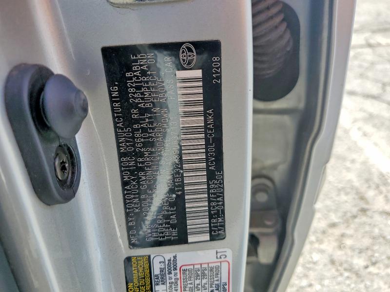 2005 Toyota Camry მანქანა იყიდება აუქციონზე, vin: 4T1BE32K35U037131, აუქციონის ნომერი: 59104066
