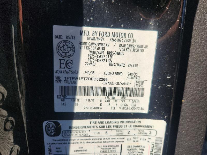 Продаж на аукціоні авто 2013 Ford F150, vin: 1FTFW1ET7DFC52266, номер лоту: 62136276
