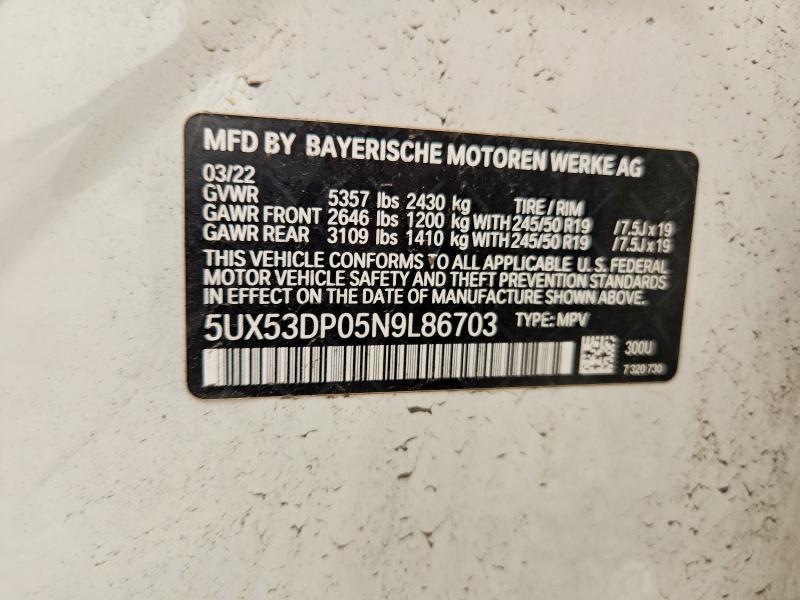 Aukcja sprzedaży 2022 Bmw X3, vin: 5UX53DP05N9L86703, numer aukcji: 61034996