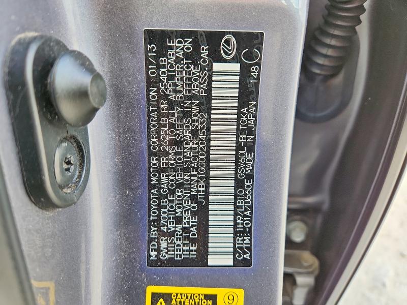 62670886 :رقم المزاد ، JTHBK1GG0D2045332 vin ، 2013 Lexus Es مزاد بيع