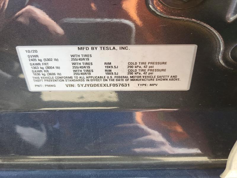 Продаж на аукціоні авто 2020 Tesla Model Y, vin: 5YJYGDEEXLF057631, номер лоту: 60487736