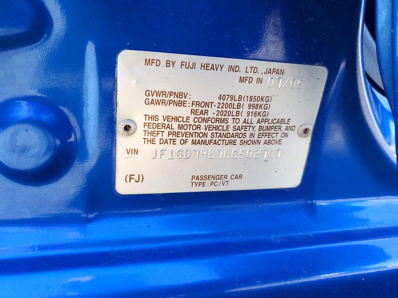 2006 Subaru Impreza მანქანა იყიდება აუქციონზე, vin: JF1GD79676G502707, აუქციონის ნომერი: 61146476