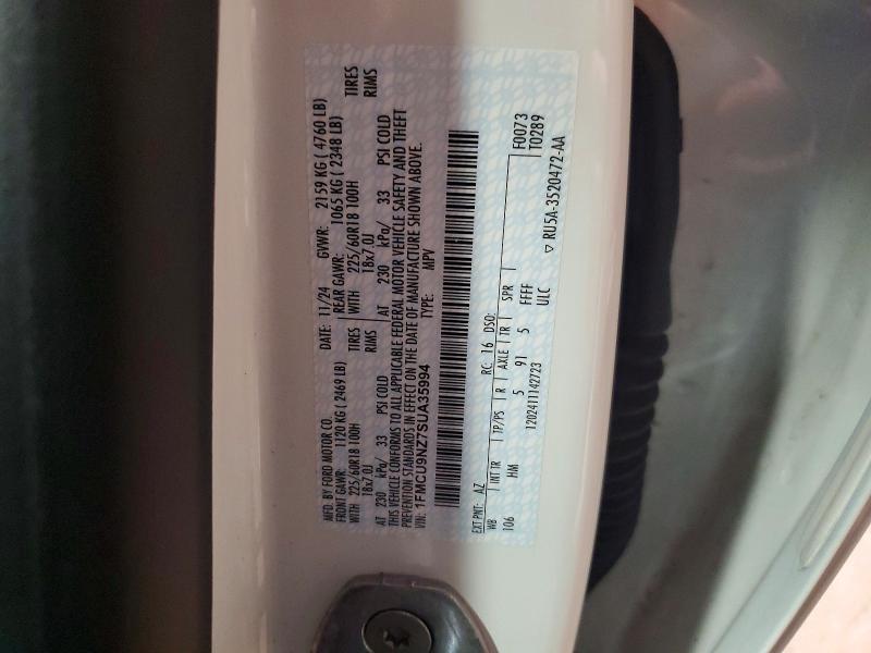 Aukcja sprzedaży 2025 Ford Escape, vin: 1FMCU9NZ7SUA35994, numer aukcji: 62092496