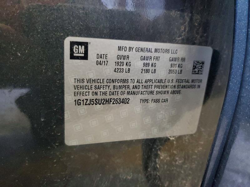 60004356 :رقم المزاد ، 1G1ZJ5SU2HF263402 vin ، 2017 Chevrolet Malibu مزاد بيع