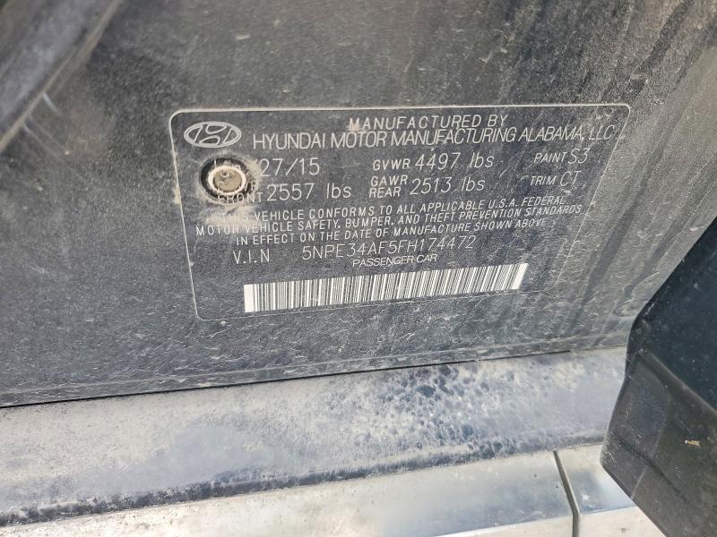 60505116 :رقم المزاد ، 5NPE34AF5FH174472 vin ، 2015 Hyundai Sonata مزاد بيع