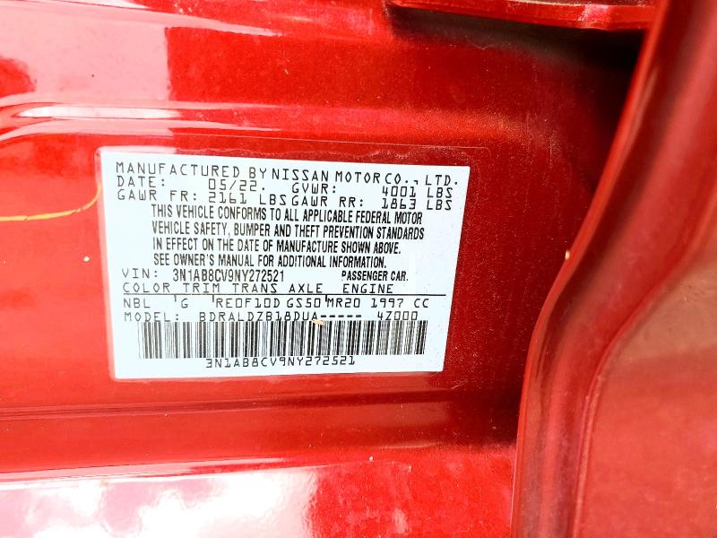 Продажа на аукционе авто 2022 Nissan Sentra, vin: 3N1AB8CV9NY272521, номер лота: 61879876