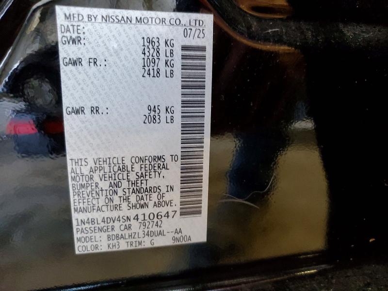 59696476 :رقم المزاد ، 1N4BL4DV4SN410647 vin ، 2025 Nissan Altima مزاد بيع