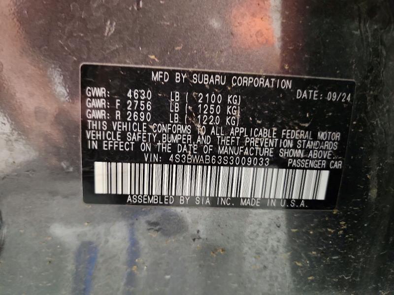 Aukcja sprzedaży 2025 Subaru Legacy, vin: 4S3BWAB63S3009033, numer aukcji: 61935076
