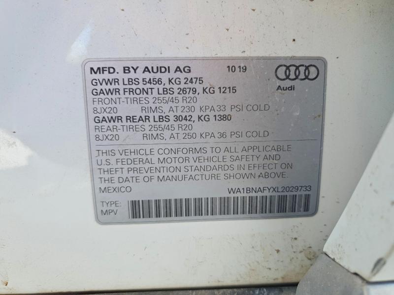 Aukcja sprzedaży 2020 Audi Q5, vin: WA1BNAFYXL2029733, numer aukcji: 59219486