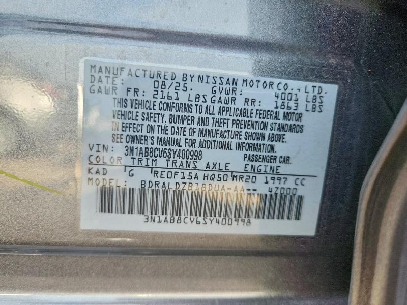 Продажа на аукционе авто 2025 Nissan Sentra, vin: 3N1AB8CV6SY400998, номер лота: 63201546