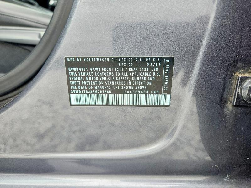 Aukcja sprzedaży 2015 Volkswagen Jetta, vin: 3VWD17AJ8FM297665, numer aukcji: 57548556