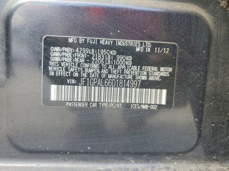 Продаж на аукціоні авто 2013 Subaru Impreza, vin: JF1GPAL66D1814997, номер лоту: 62951556