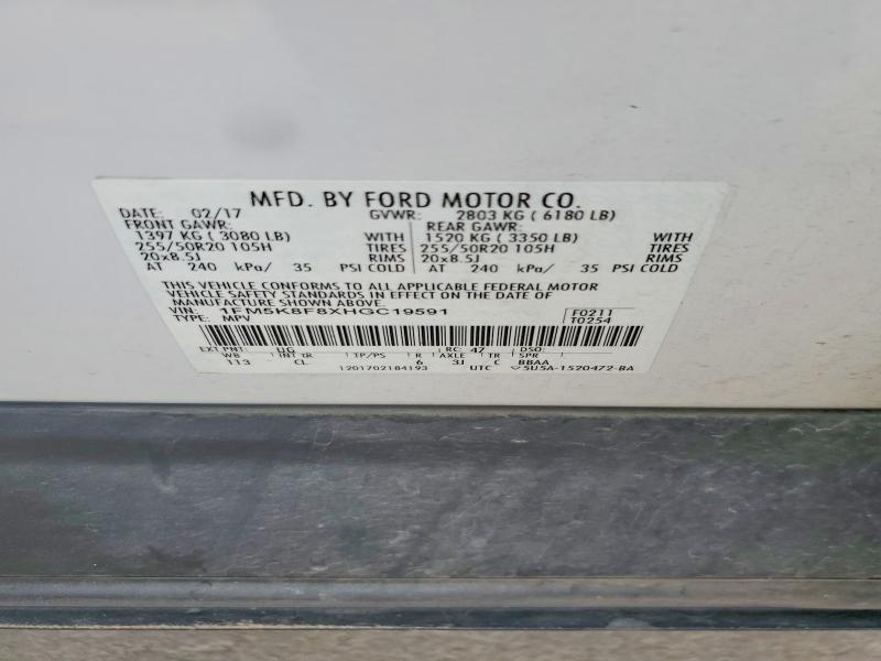 Продаж на аукціоні авто 2017 Ford Explorer, vin: 1FM5K8F8XHGC19591, номер лоту: 61157276