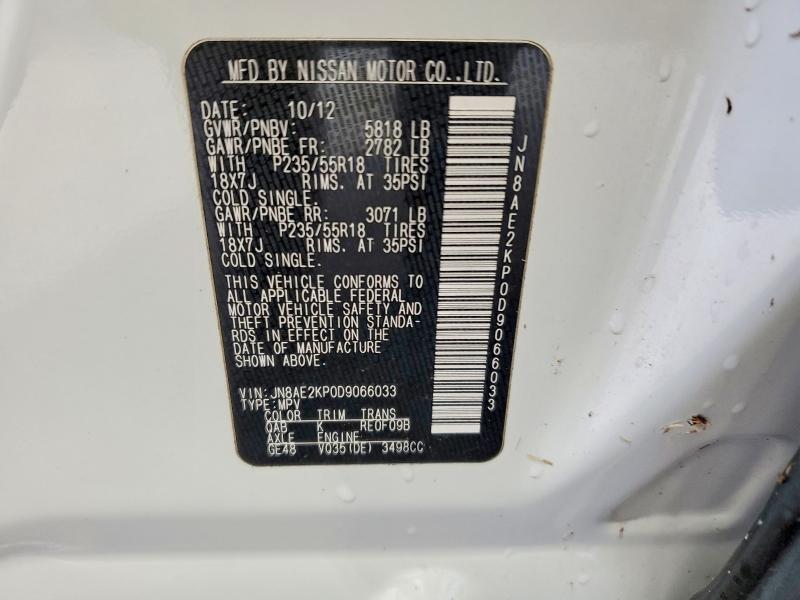 Aukcja sprzedaży 2013 Nissan Quest, vin: JN8AE2KP0D9066033, numer aukcji: 63161536