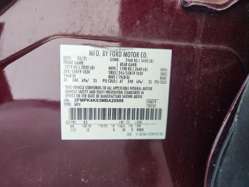 Продажа на аукционе авто 2021 Ford Edge, vin: 2FMPK4K93MBA20898, номер лота: 60057236