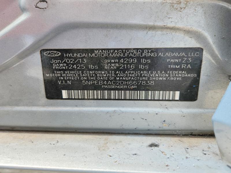 2013 Hyundai Sonata მანქანა იყიდება აუქციონზე, vin: 5NPEB4AC2DH667838, აუქციონის ნომერი: 61010196
