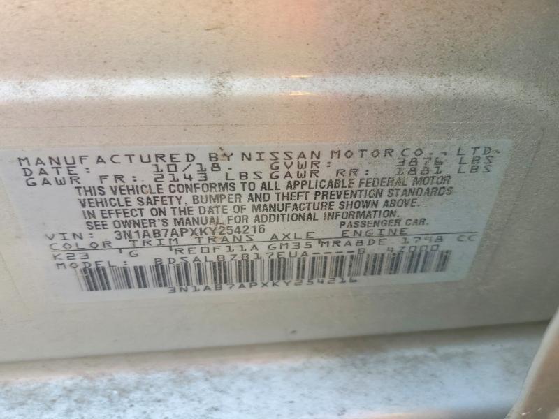 59587166 :رقم المزاد ، 3N1AB7APXKY254216 vin ، 2019 Nissan Sentra مزاد بيع