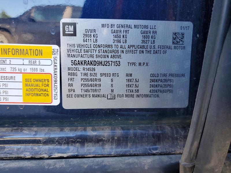 Auction sale of the 2017 Buick Enclave, vin: 5GAKRAKD9HJ257153, lot number: 63318956