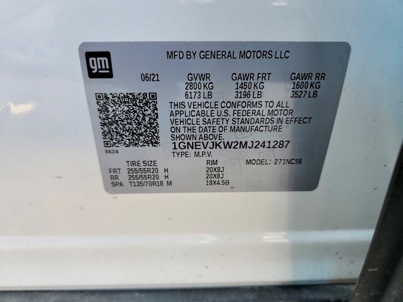 Продажа на аукционе авто 2021 Chevrolet Traverse, vin: 1GNEVJKW2MJ241287, номер лота: 62085936