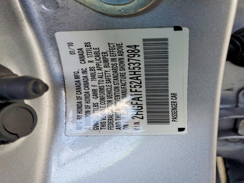 Aukcja sprzedaży 2010 Honda Civic, vin: 2HGFA1F52AH537984, numer aukcji: 60322676