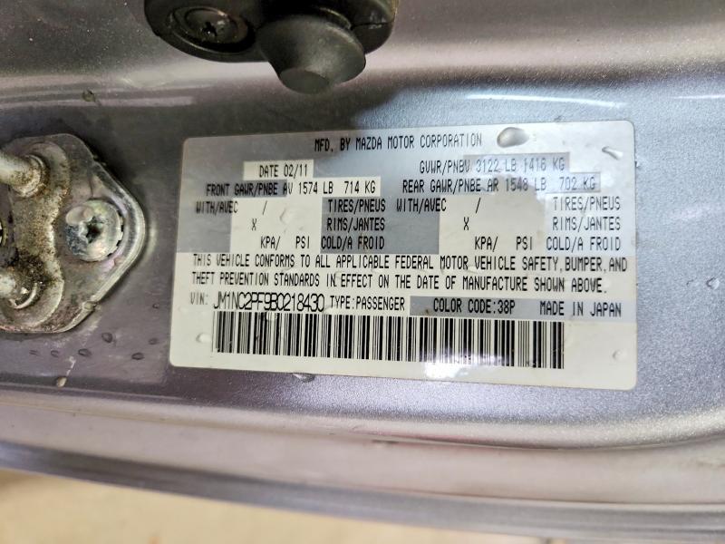 Aukcja sprzedaży 2011 Mazda Mx-5 Miata, vin: JM1NC2PF9B0218430, numer aukcji: 61158056